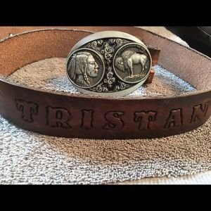Stamped belt with western buckle